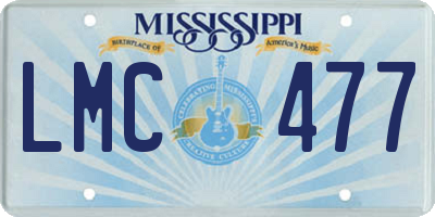 MS license plate LMC477