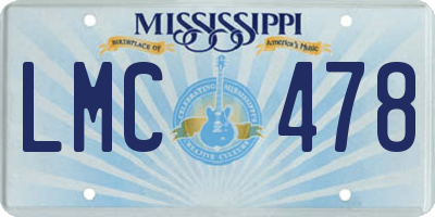 MS license plate LMC478