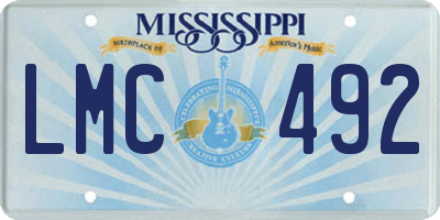 MS license plate LMC492