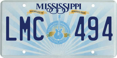 MS license plate LMC494