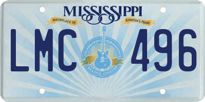 MS license plate LMC496