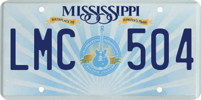 MS license plate LMC504