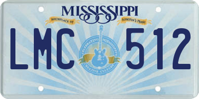 MS license plate LMC512