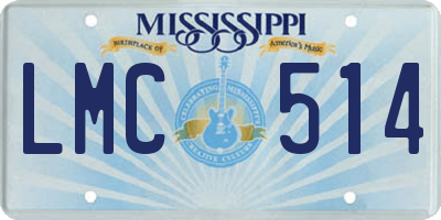 MS license plate LMC514