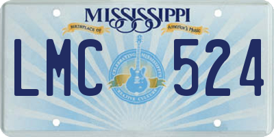 MS license plate LMC524