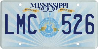 MS license plate LMC526