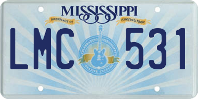 MS license plate LMC531