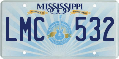MS license plate LMC532