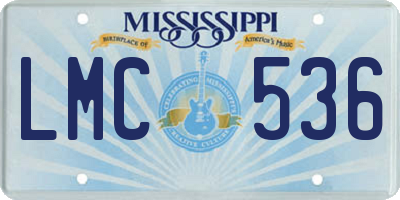 MS license plate LMC536