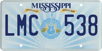 MS license plate LMC538
