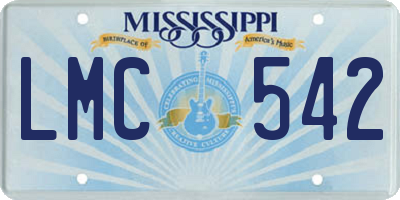 MS license plate LMC542