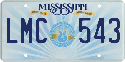 MS license plate LMC543
