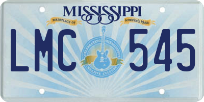 MS license plate LMC545