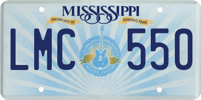 MS license plate LMC550