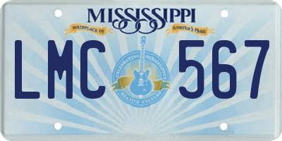 MS license plate LMC567
