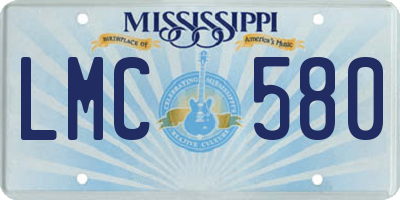 MS license plate LMC580