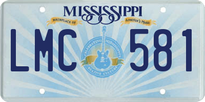 MS license plate LMC581