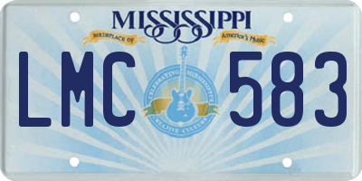 MS license plate LMC583