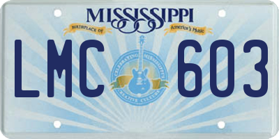 MS license plate LMC603