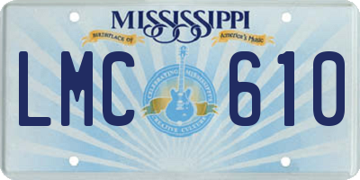 MS license plate LMC610