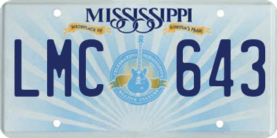 MS license plate LMC643