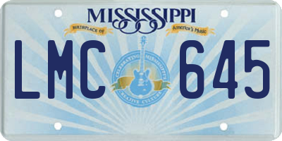 MS license plate LMC645