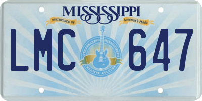 MS license plate LMC647