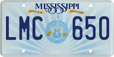 MS license plate LMC650