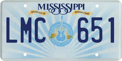 MS license plate LMC651