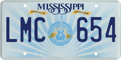 MS license plate LMC654