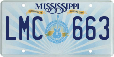 MS license plate LMC663