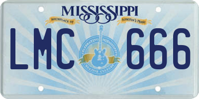 MS license plate LMC666