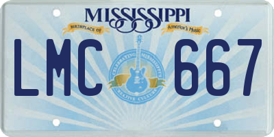 MS license plate LMC667