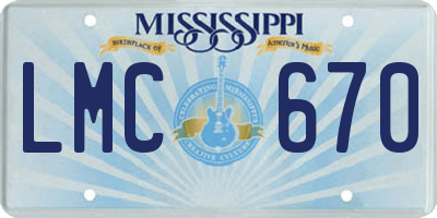 MS license plate LMC670