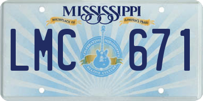 MS license plate LMC671