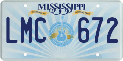 MS license plate LMC672