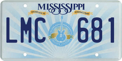 MS license plate LMC681