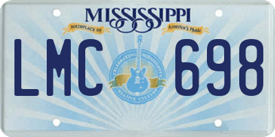 MS license plate LMC698