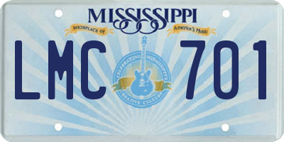 MS license plate LMC701