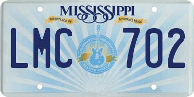 MS license plate LMC702