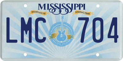 MS license plate LMC704