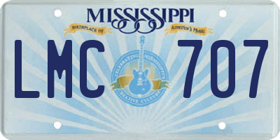 MS license plate LMC707