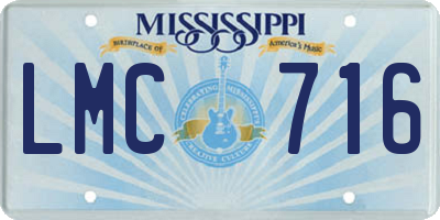 MS license plate LMC716