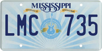 MS license plate LMC735