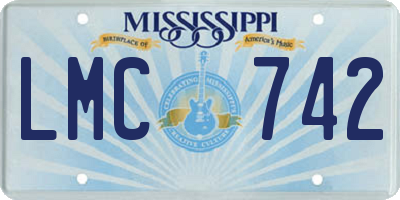 MS license plate LMC742