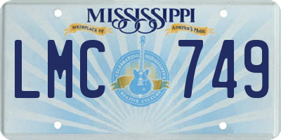 MS license plate LMC749