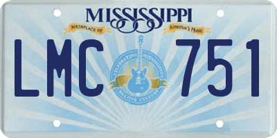 MS license plate LMC751