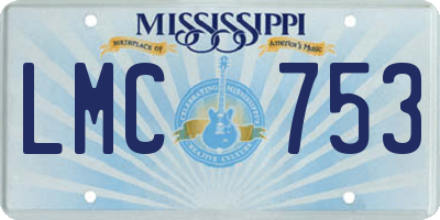 MS license plate LMC753