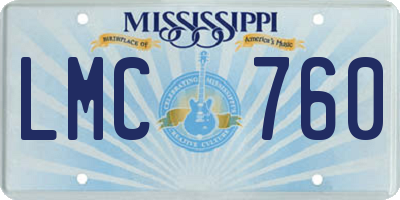 MS license plate LMC760