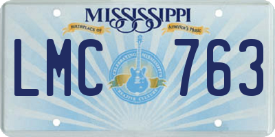 MS license plate LMC763